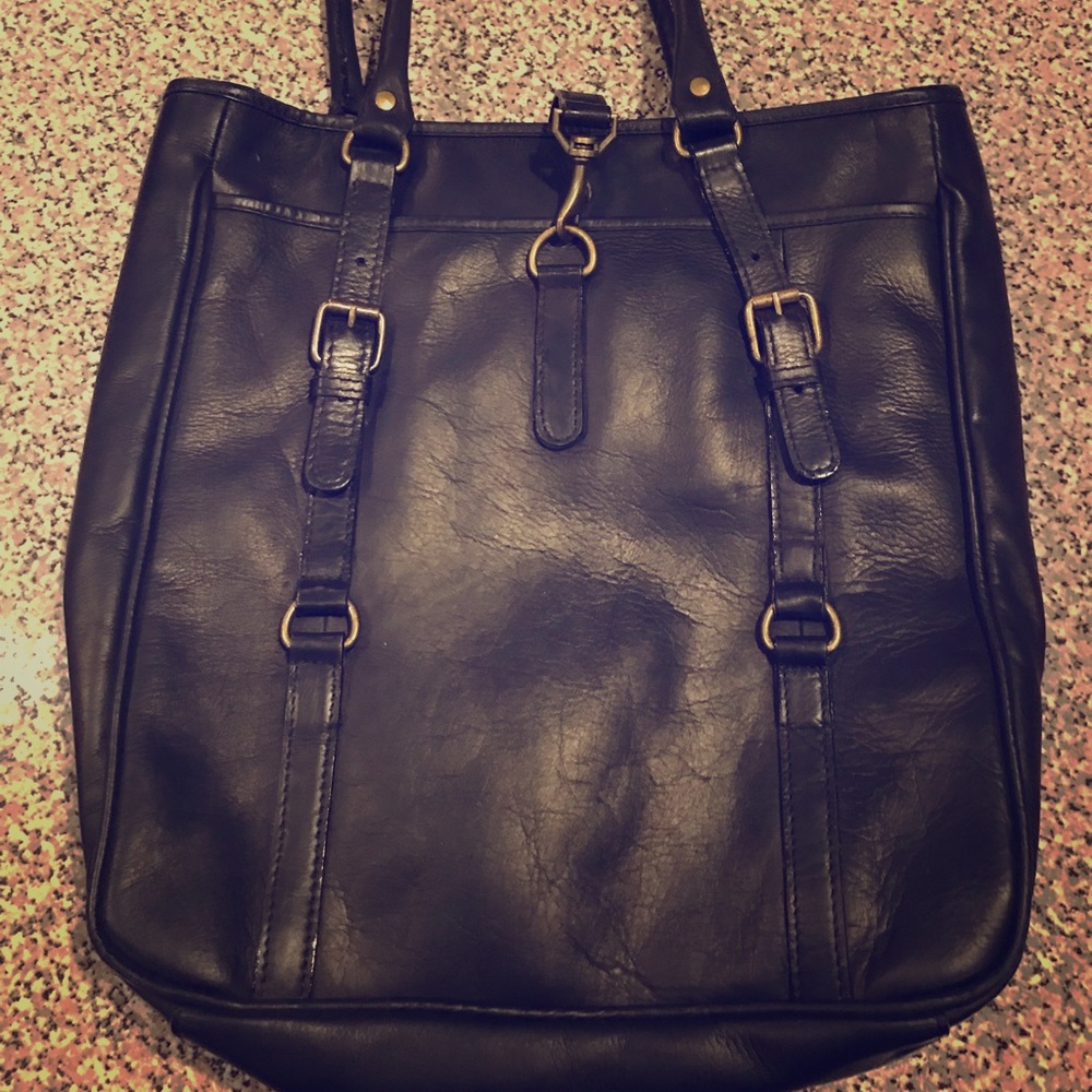 Large Black Leather Tote